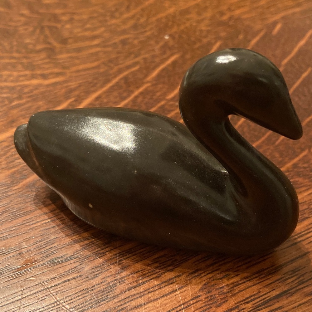 Elegant Black Swan Figurine ceramic vintage
